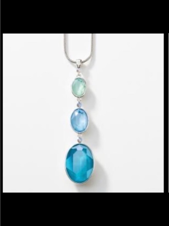Swarovski Jewelry - TOUCHSTONE CRYSTAL BY SWAROVSKI, SUMMER DROP PENDANT, BLUE, RHODIUM PLATING